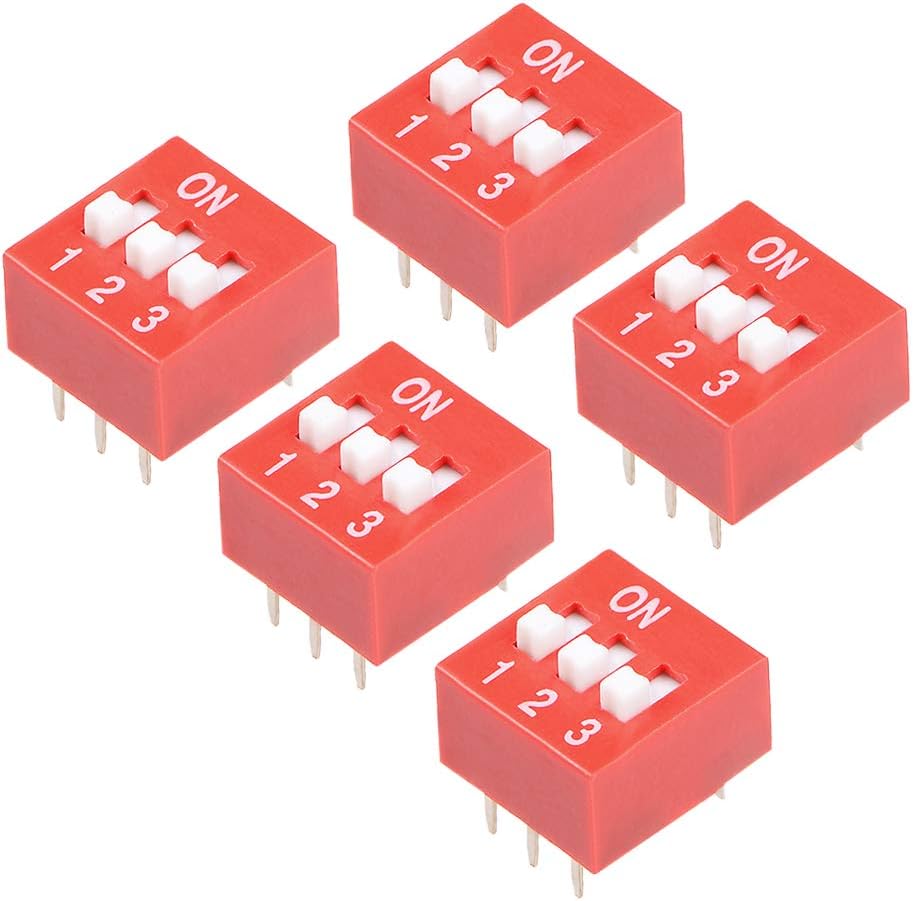 5 Pcs Pink DIP Switch 1 2 3 Positions 2.54mm Pitch for Circuit Breadboards PCB