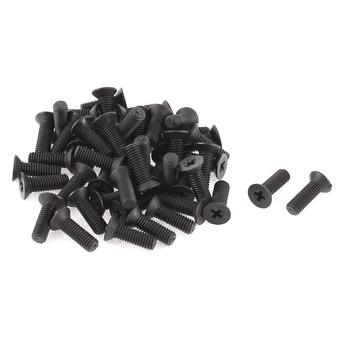 M5 x 12mm Thread Phillips Countersunk Head Screws Bolt Black 50pcs