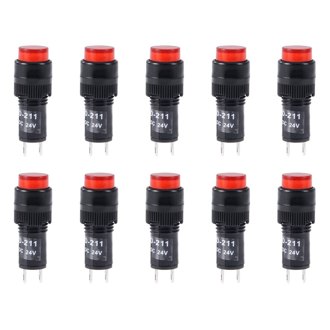 Indicator Lights DC 24V, NXD-211 Red Neon Bulb, Flush Panel Mount 2/5" 10mm, 10Pcs