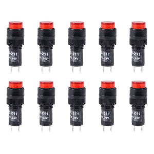 Indicator Lights DC 24V, NXD-211 Red Neon Bulb, Flush Panel Mount 2/5" 10mm, 10Pcs