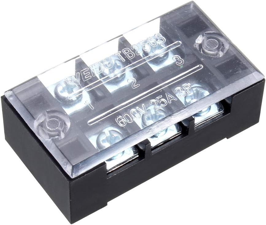 Dual Rows 10 Positions 600V Wire Barrier Block Terminal Strip Connector (600V 25A 3P)