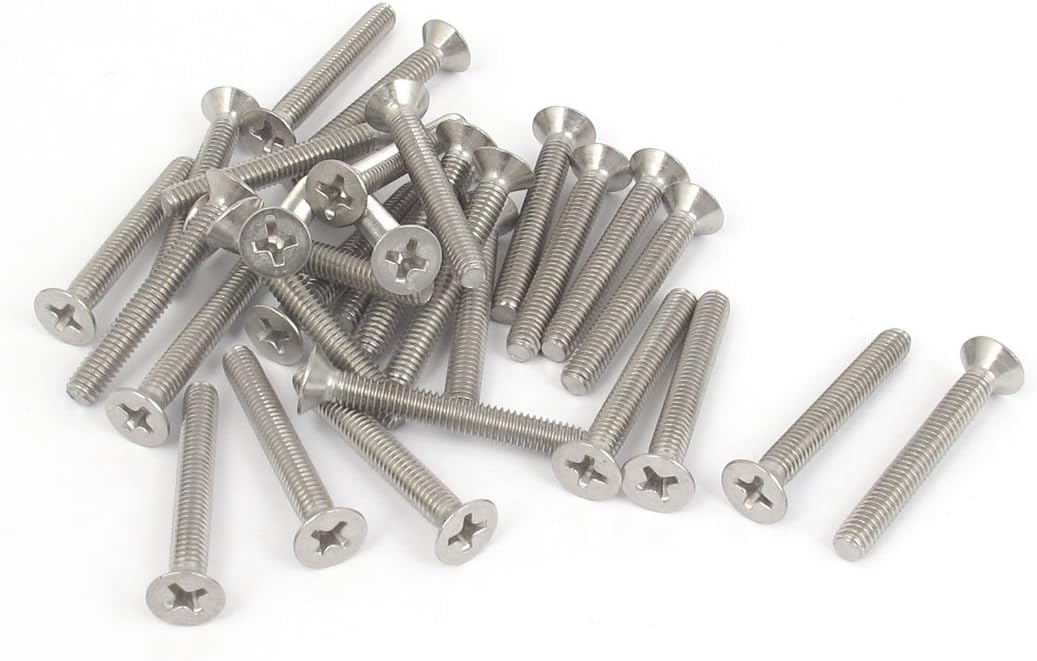 M4 x 30mm Phillips Flat Head Countersunk Bolts Machine Screws 8mm Head Dia 30pcs