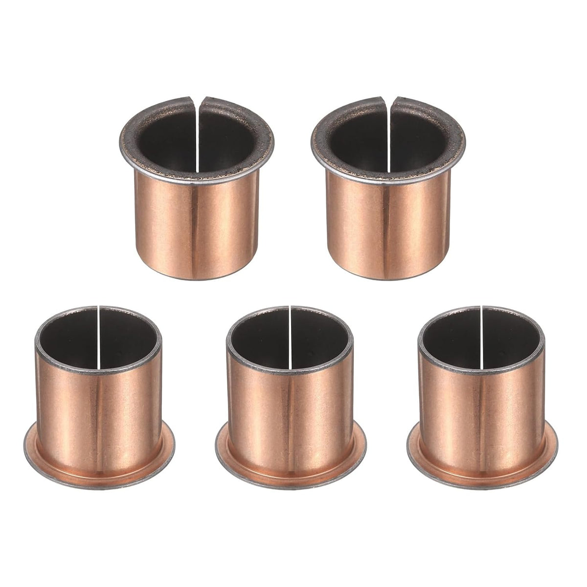 5Pcs Flanged Sleeve Bearings, 25mm Bore x 28mm OD x 30mm Length x 35mm, Sintered Bronze Wrapped Oilless Bushings