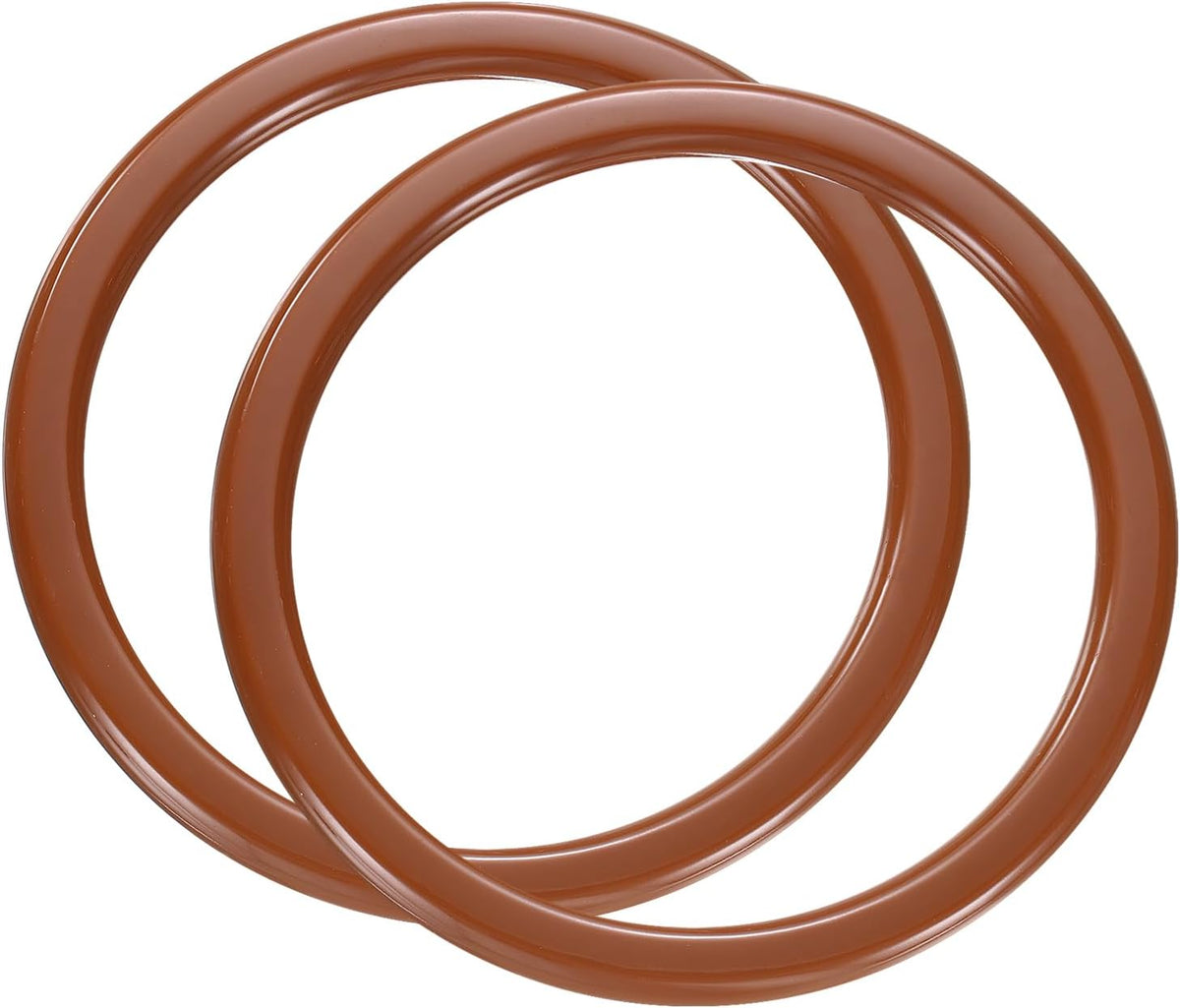 2Pcs Round Plastic Purse Handle, 4.33" Purse Handle Replacement for DIY Handmade Woven Bag Crochet Handbag Purse Making Supplies, Brown
