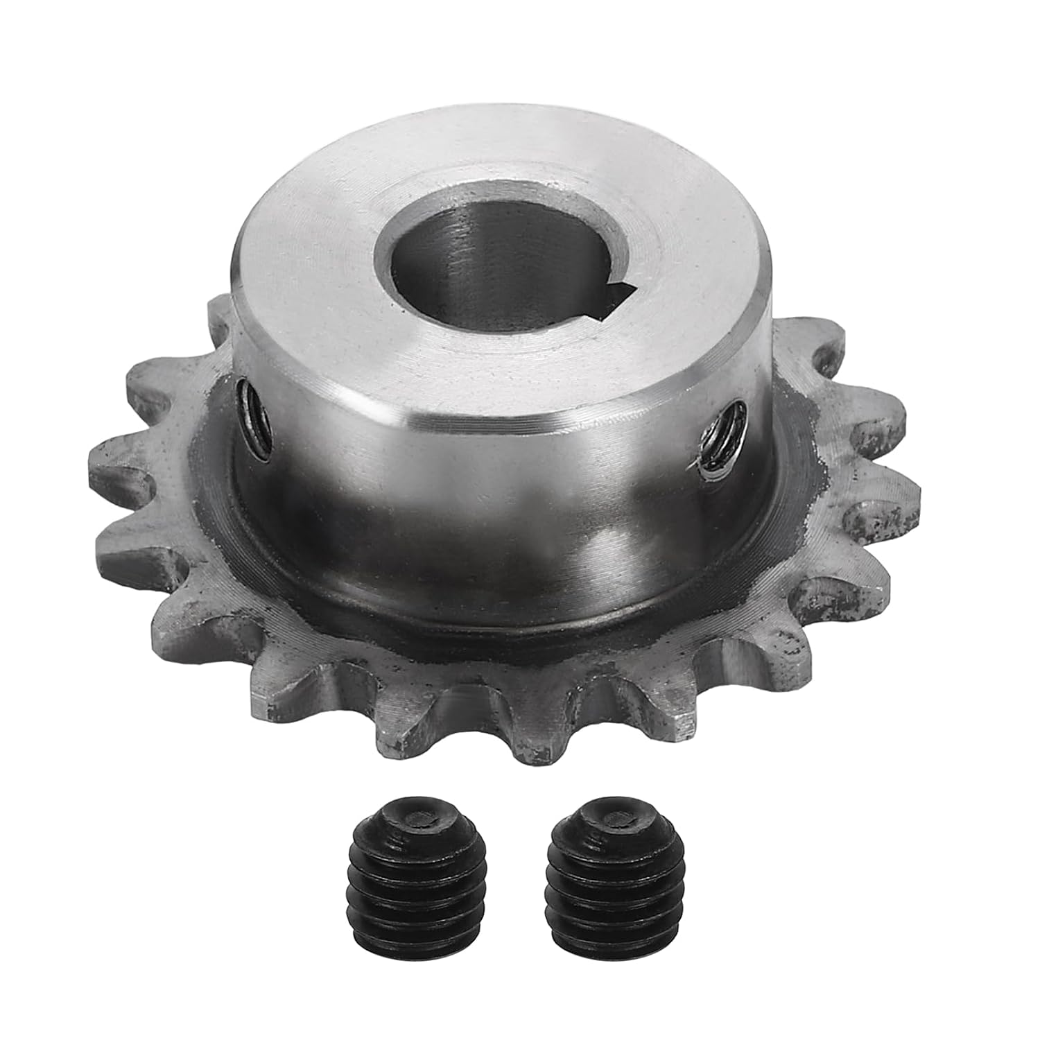 #25 Chain Roller Sprocket 12mm Bore 53.5mm OD, 25 Tooth C45 Carbon Steel ANSI #25 Roller Sprocket Round Hole Without Surface Finished with 4x1.8mm Keyway for ISO 04C Chain