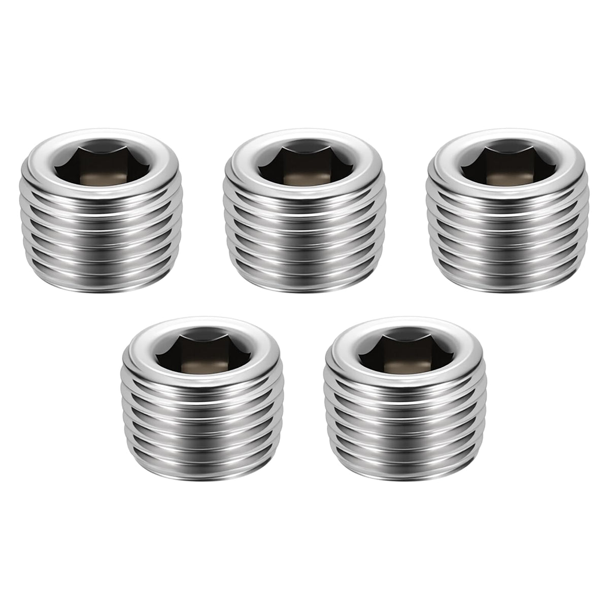LinkMejor 5 Pack SUS304 1/8" NPT Mændet Indvendigt Trådet Rør End Kappe