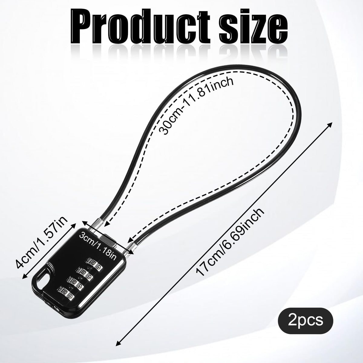 2 PCS Compact Design Resettable 4-Digit Combination Padlock with 12 Inches Long Cable, Small Cable Locks with Combination Durable Stainless Steel Cables Combo Lock Multipurpose Lock for Suitcase, Gym