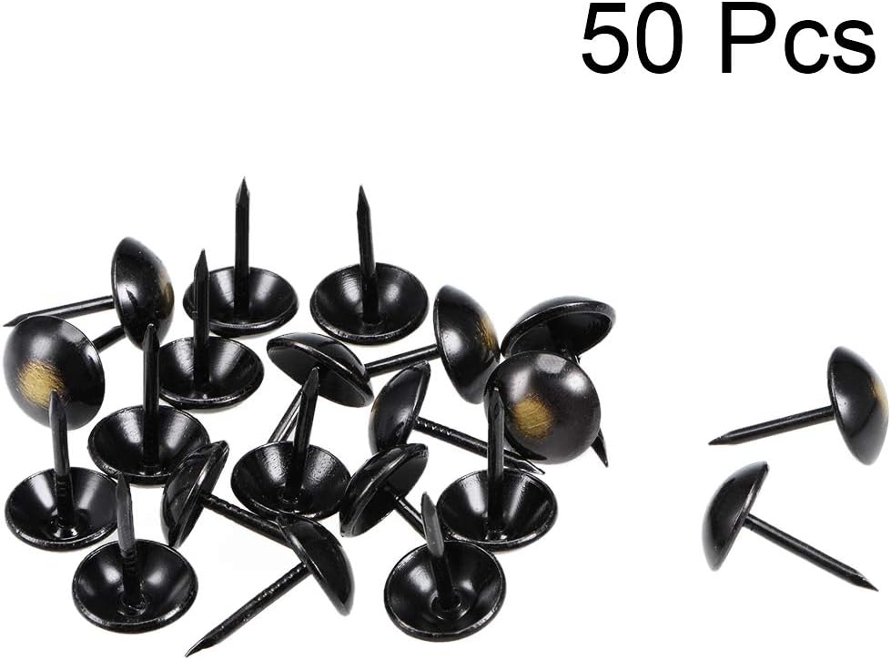 Upholstery Nails Tacks 11mm Head Dia 17mm Length Retro Round Thumb Push Pins for Furniture Sofa Headboards, 50 Pcs