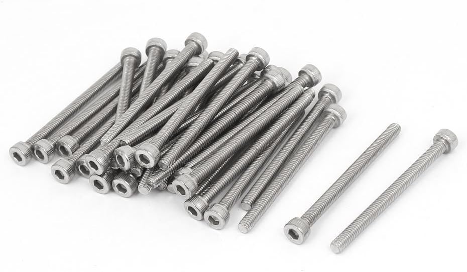 M4x50mm Thread 304 Stainless Steel Hex Socket Head Cap Screw Bolt DIN912 35pcs