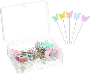 Straight Pins 100pcs Multicolor Straight Quilting Pins Light Color Butterfly Head Sewing Pins for Dressmaker, DIY Craft, Sewing Project