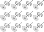 100Pcs Stud Earring Posts, 6mm Stainless Steel Flat Pad Ear Pin with Butterfly Earring Backs for Jewelry DIY Making Findings, Silver
