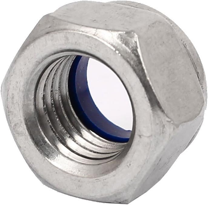 LinkMejor M14 304 Stainless Steel Nylon Insert Hex Lock Nuts Silver Tone 2pcs