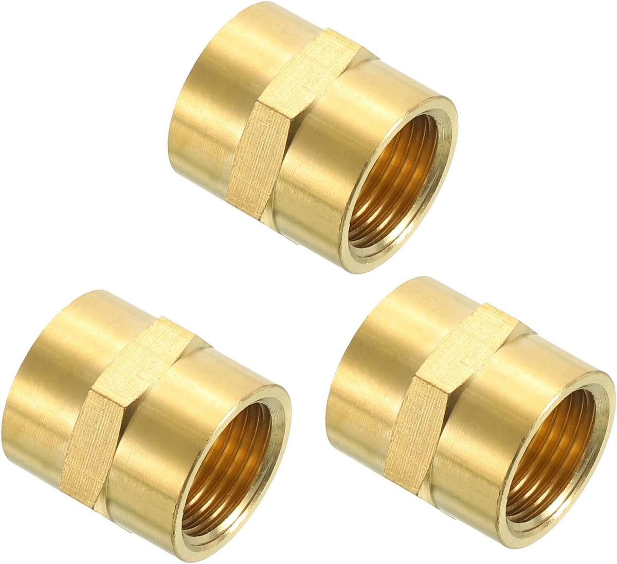 3Pcs G1/2"x1-1/8" Brass Pipe Fittings, Coupling Connector Straight Hex Nipple Coupler Adapter Pipe Connection Accessories for Plumbing Industrial and Residential, Brass