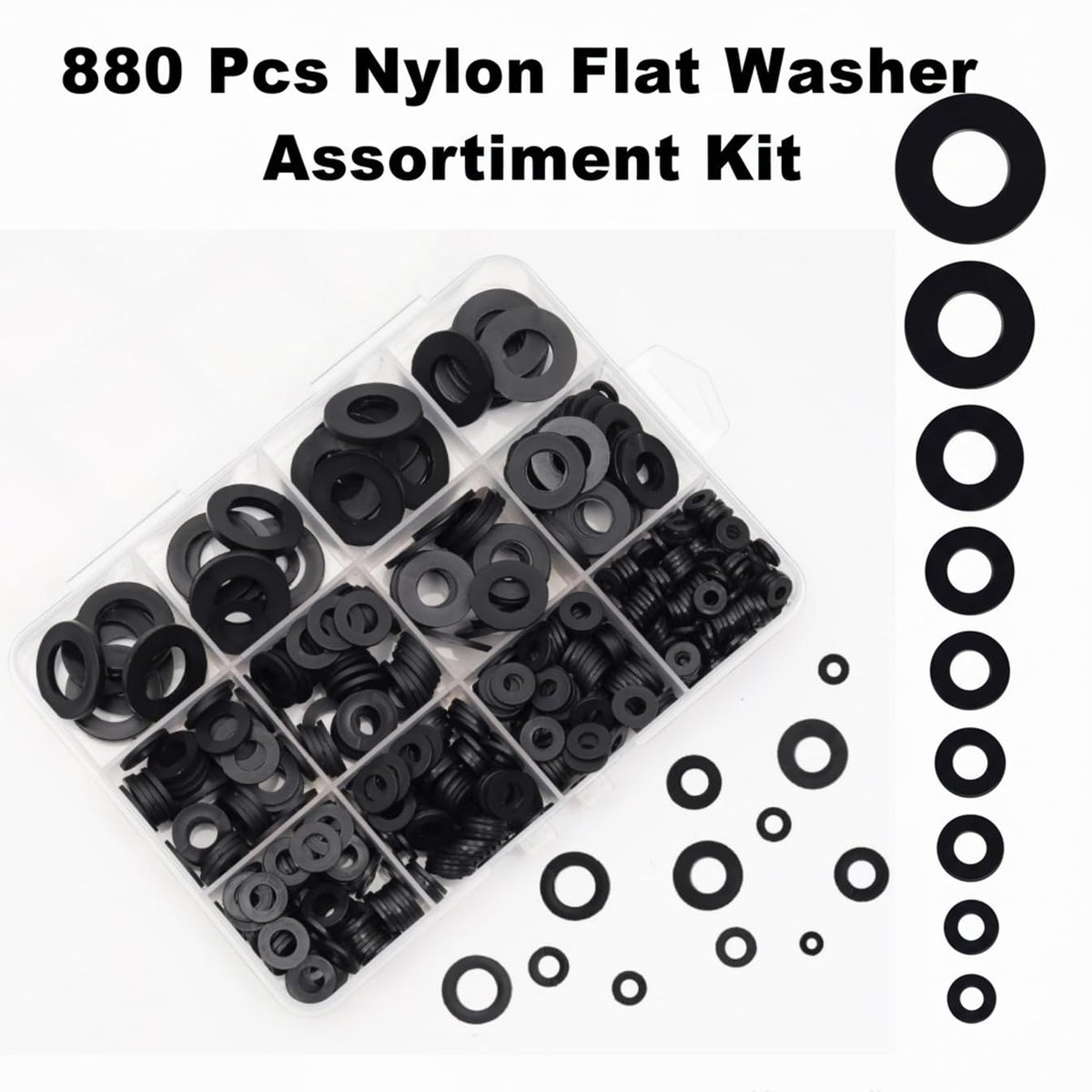 LinkMejor 880 Pcs Inel Pliscat din Nylon Set de Asortiment