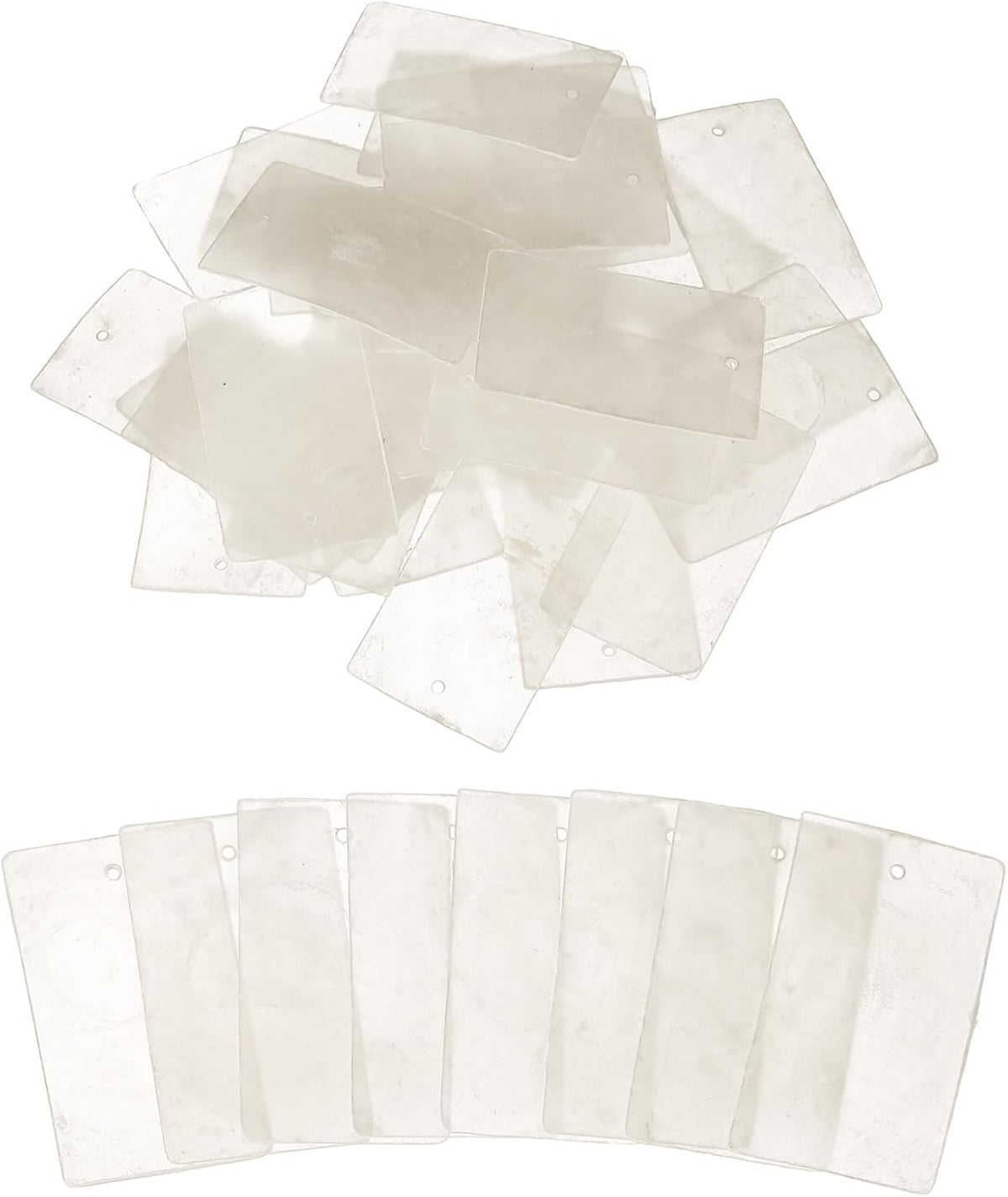 20 Pcs Capiz Shells, 30 mm x 50 mm Natural White Square Mica Sheets Single Hole for DIY Craft Making Wind Chimes Home Decoration Wedding Decorations