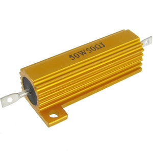 50W Watt 50 Ohm 5% Aluminum Case Wirewound Resistor Gold Tone