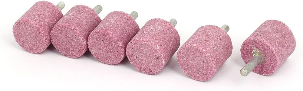 6mm Shank 30mmx30mm Cylinder Head Mandrel Mounted Grinding Point Pink 6pcs