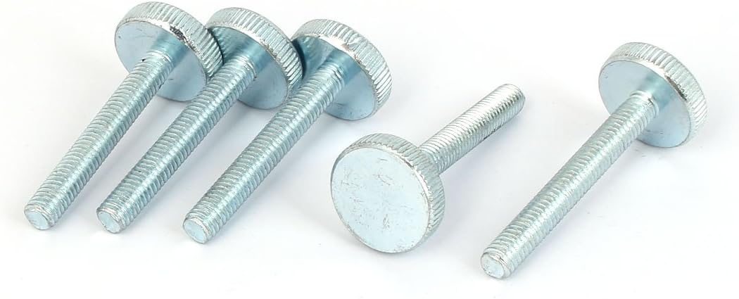 M6x40mm Thread Carbon Steel Knurled Round Head Thumb Screws 5pcs