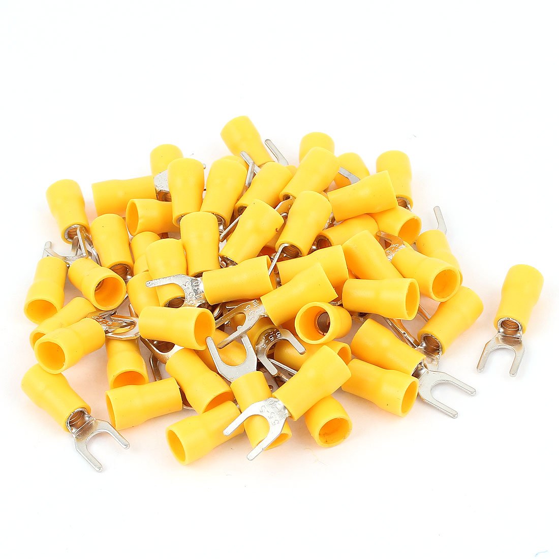 Crimp Wire Connector Insulated Fork Terminals with 60 Piece, 4 mm - 6 mm, Yellow