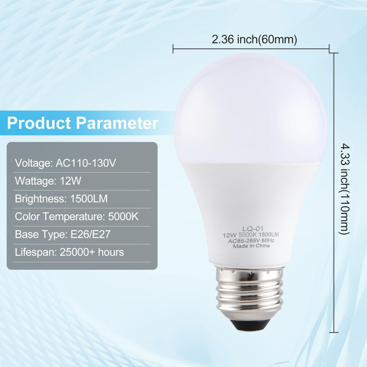 LinkMejor 2PK Garage Door Opener Light Bulbs, 5000K Daylight, 1500LM Ultra Bright, Minimize Interference, Compatible with Most Garage Door Openers, 12W, 120V, A19 Bulbs with E26 Base