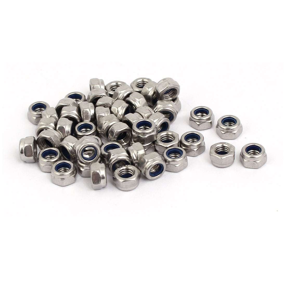 M5 Thread Dia 304 Stainless Steel Self-Locking Nylon Insert Lock Hex Nut 50pcs