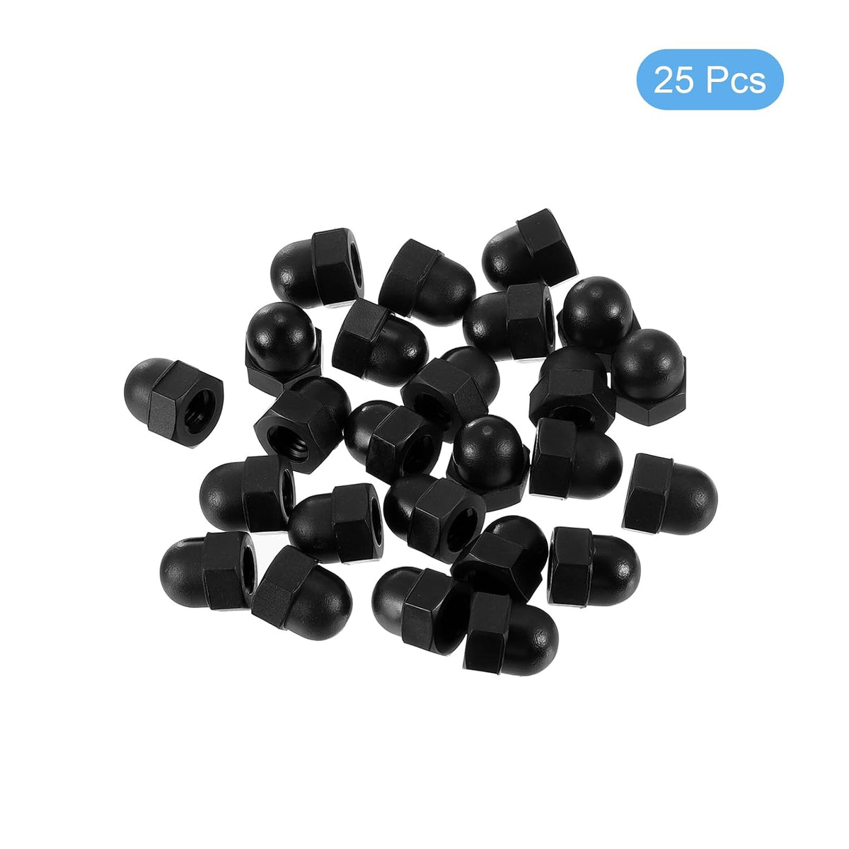 M6x1.0 Eichelkappe Mutter, 25Stück Nylon Kuppelkopf Eichel Mutter Hardware Mutter für Mutterdeckel, Schwarz