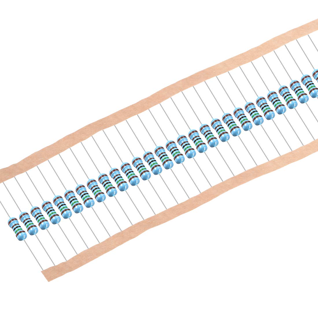 50Pcs 1.5K Ohm Resistor, 1/2W 1% Tolerance Metal Film Resistors, Lead, 5 Bands for DIY Electronic Projects and Experiments
