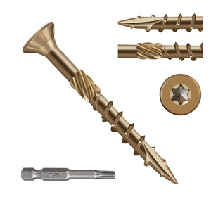 LinkMejor Dachschrauben 1-1/2 Zoll, Holzschrauben #8×1-1/2", 140 Stück Goldbraun