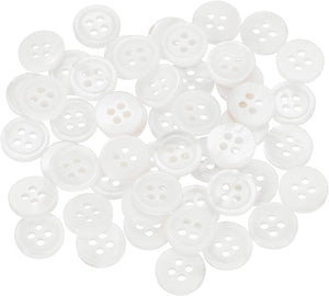 50pcs Natural Shell Buttons, 4 Hole Mother of Pearl Buttons 11.5mm Sewing Craft Button for Shirt Bag DIY Sewing Crafts Decoration, White