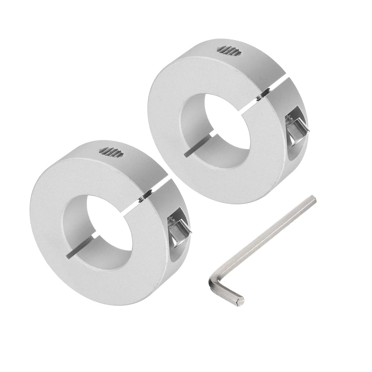 Single Split Shaft Collar Set for 25mm Shaft, One-Piece 2pcs Clamping Collars 50mm OD, 15mm Thickness, Aluminum Alloy Clamp-On Collar with M6 Set Screws and a Wrench