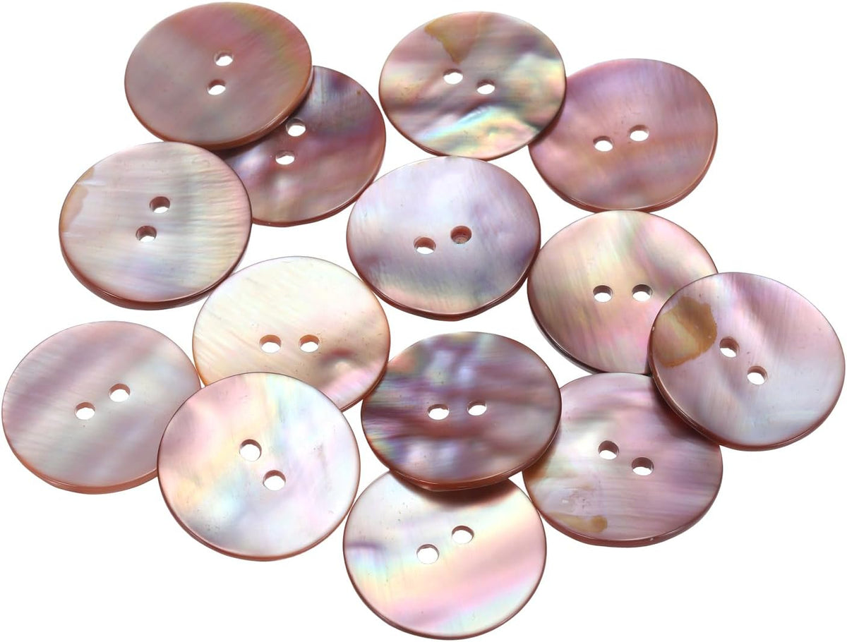 14Pcs Natural Pearl Shell Button, 25mm 2 Hole Mother of Sewing Button for Shirt Clothes Coats Suits Jacket Jeans Skirts Sewing Craft DIY Decoration, Purple