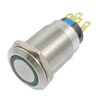 a12072100ux0258 AC 250V 3 Amp NO NC Green Lamp Latching Key Stainless Push Button Switch, 0.98" Width, 1.57" Length