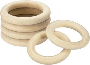 6Pcs Natural Wood Rings, 100mm/3.9inch Unfinished Smooth Macrame Circles Wooden Ring for Crafts DIY Projects Macrame Jewelry Pendant Making (15mm Thick)