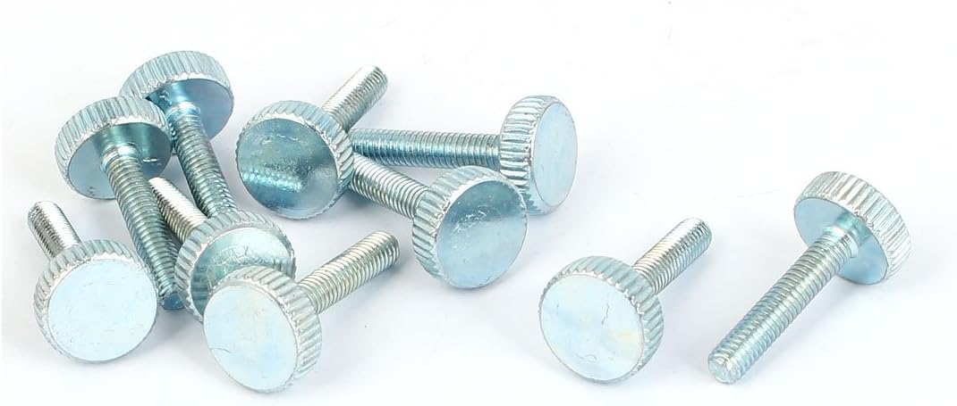 M4x20mm Thread Carbon Steel Knurled Round Head Thumb Screws 24mm Total Length 10pcs