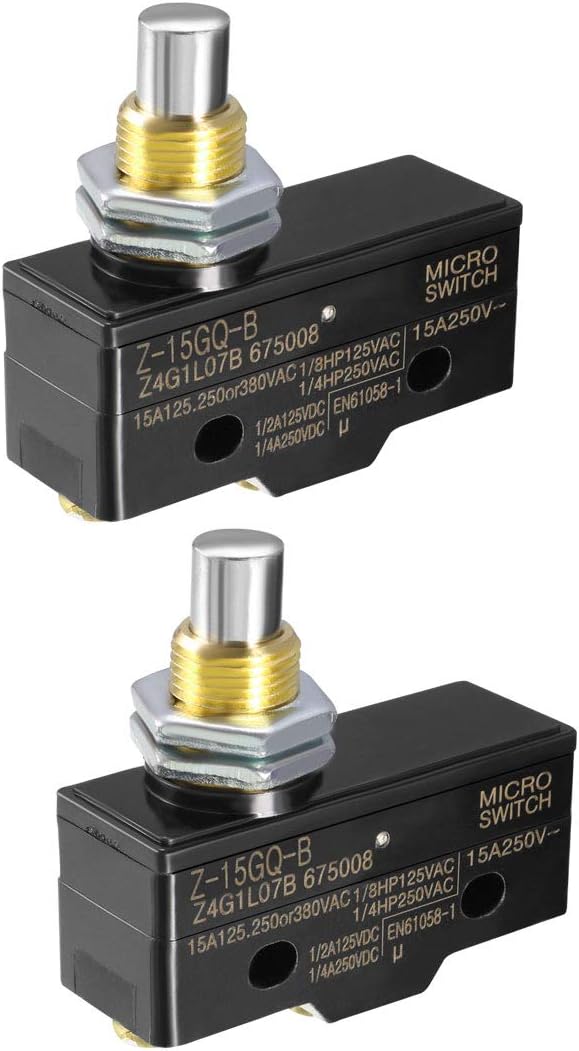 2PCS Z-15GQ-B 1NO + 1NC Panel Mount Snap Button Type Micro Limit Switch, Screw Terminal