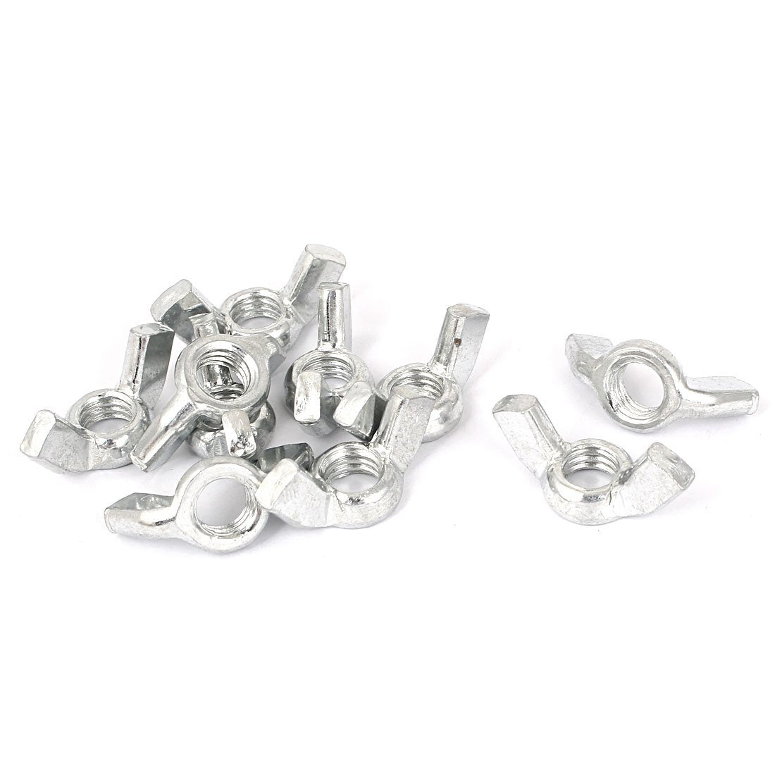 3/8 Inch-16 Thread Zinc Plated Wingnut Butterfly Wing Nuts Silver Tone 10 Pcs