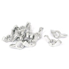 3/8 Inch-16 Thread Zinc Plated Wingnut Butterfly Wing Nuts Silver Tone 10 Pcs