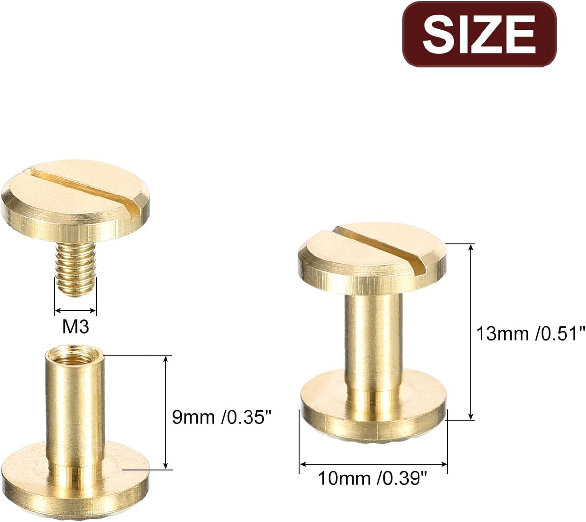 15Pack 브라스 체이커 스크루, 4x5x10mm 플라워 텍스처 플랫 헤드 스크루 백 바인딩 포스트 나일 스티드 리버트 패스터, DIY 레더 크래프트 벨트 스트랩, 금