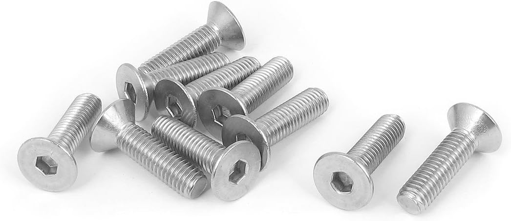M8 x 30mm Stainless Steel Flat Hex Socket Countersunk Screw Bolt 10pcs