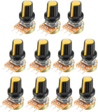 11Pcs 5K Ohm Variable Resistors Single Turn Rotary Carbon Film Taper Potentiometer with Knobs