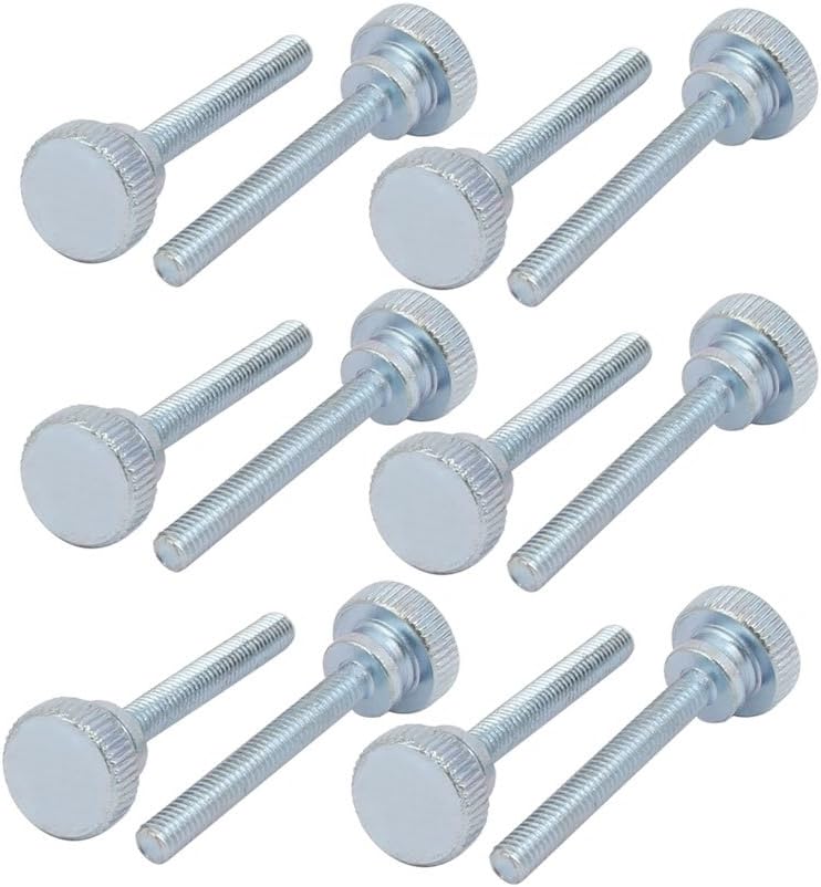 M4x30mm Carbon Steel Flat Knurled Head Fully Threaded Thumb Screw Bolt 12pcs