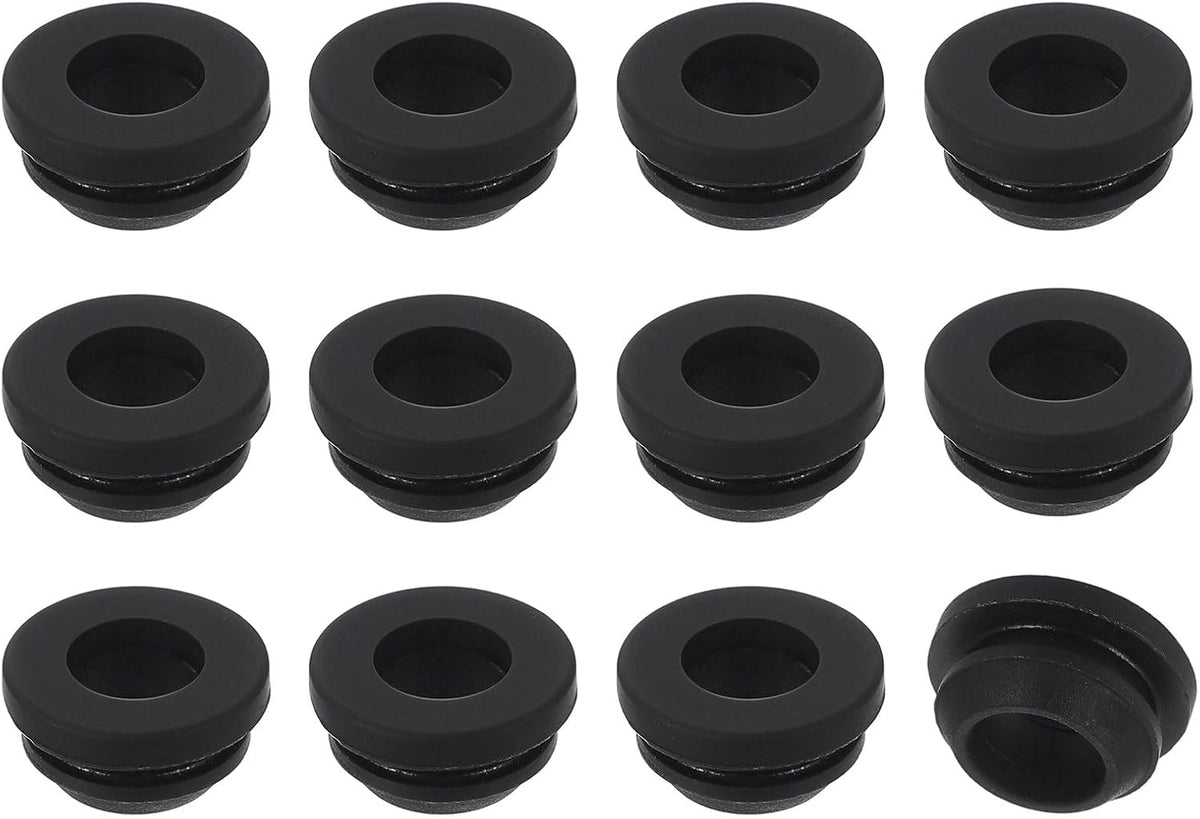 24Pcs Rubber Grommets, Mount Dia 10.5mm ID 7.5mm Snap Firewall Hole Plug, Anti-Scratch Hole Cover Plug for Electrical Box Cable Wiring, Black