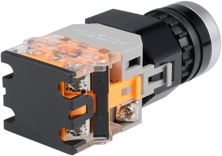 22mm øjeblikkelig trykknap skift rød LED lys rund knap DPST 1 NO 1 NC lys 24V