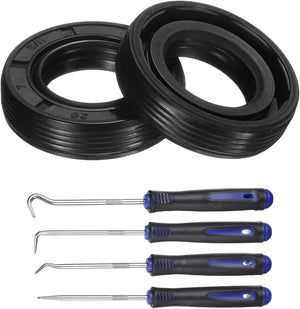 2Pcs Oil Seal, 16x28x7mm TC Nitrile Rubber Double Lip Cover with Hook Kit and Spring for Mechanical Automobile Bearing Shaft, Black