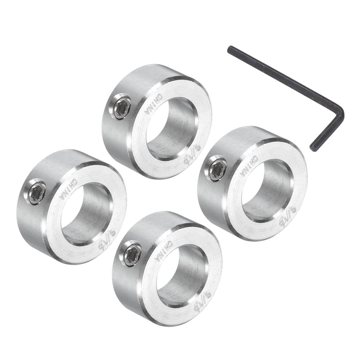 4 Pcs Set Screw Shaft Collar 9/16"Bore, 304 Stainless Steel Shaft Collars, 1"OD, 7/16"Thickness, Axle Collar Clamp with a Hex Wrench