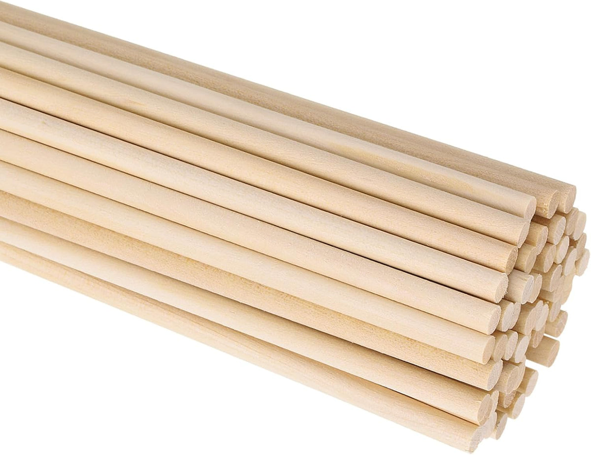 100Pcs 3/16 x 6 Inch Wooden Dowel Rods Wood Sticks for Crafts