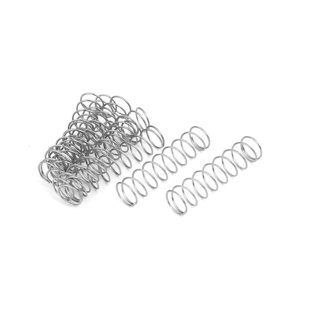 Compression Spring,304 Stainless Steel,12mm OD,0.8mm Wire Size,50mm Free Length,Silver Tone,10Pcs