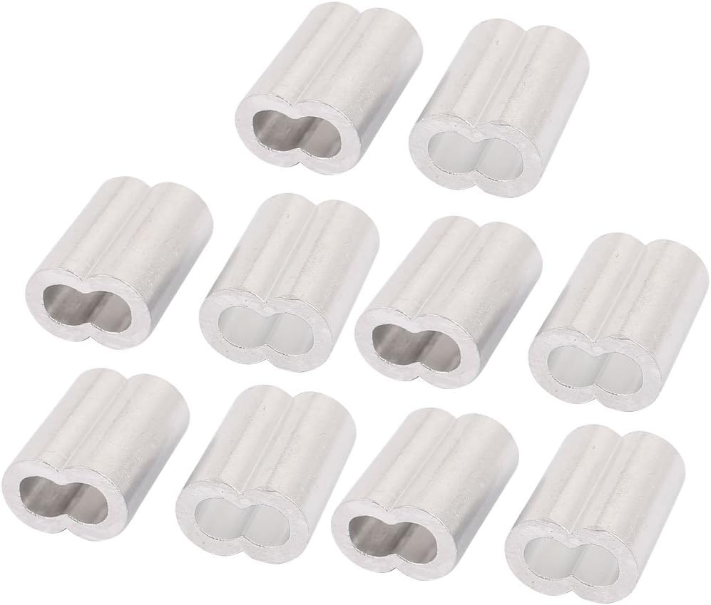 5mm Wire Rope Aluminum Sleeves Clip Fittings Loop Sleeve Cable Crimps 10pcs