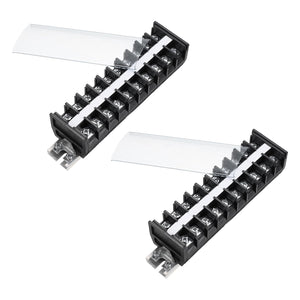 2 Pcs Barrier Terminal Strip Block 660V 30A Dual Rows 10 Positions Rail Base Screw Connector(The Shell is Made of Flame Retardant and Heat Resistant Material)