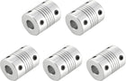 8mm to 10mm Aluminum Alloy Shaft Coupling Flexible Coupler Motor Connector Joint L25xD19 Silver,5pcs